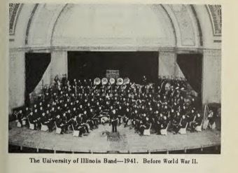 Photographs depicting The University of Illinois Band