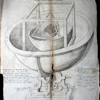 Image of  Erasmus Kempfer's model of the universe with marginalia. 