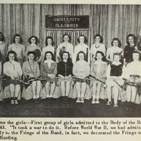 Women posed in two rows with their instruments.