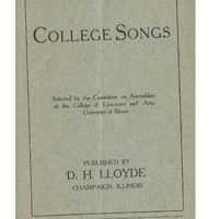 Pages from the book "College Songs" including yells and song lyrics.