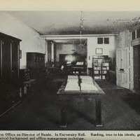 Office with central table and music.