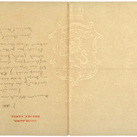 A page of a letter with a watermark for J D & Co. The watermark is a shield with a sinister lion rampant, holding a banner that says Reliance. A Crown is above the shield, and the letters J D & C0 are underneath.