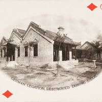 The 5 of diamonds with a picture of the German diplomatic building in Pekin, China